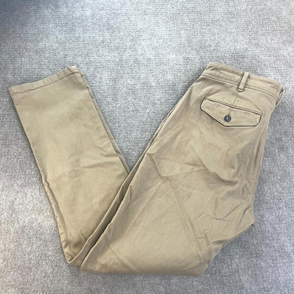 Wellen Chino Pants Men 32 Beige Cotton Stretch Mid Rise Resort Wear Straight Leg